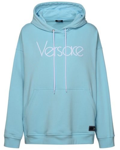 Versace Light Blue Cotton Sweatshirt