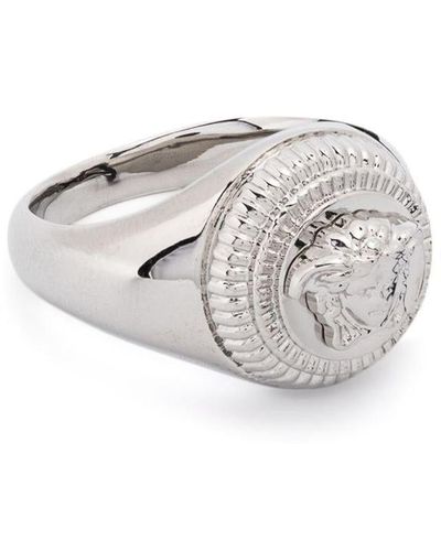 Versace Embossed-design Signet Ring - White