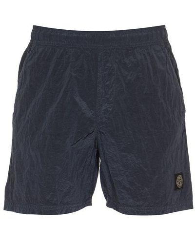 Stone Island Logo Patch Shorts - Blue
