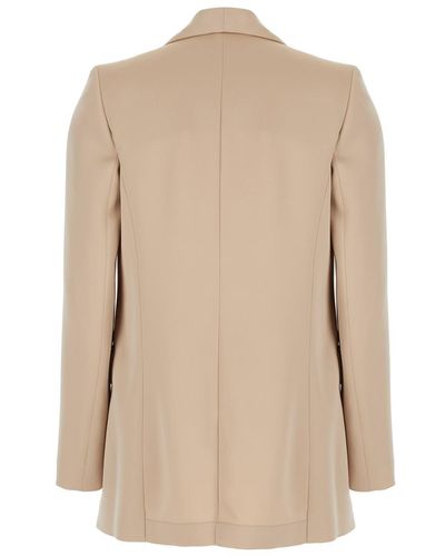 Plain Open Jacket With Shawl Neckline - Natural
