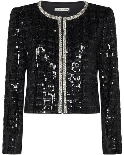 Alice + Olivia Alice + Olivia Kidman Sequin Tweed Jacket - Black