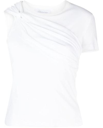 Blumarine Twist-detail Cotton T-shirt - White