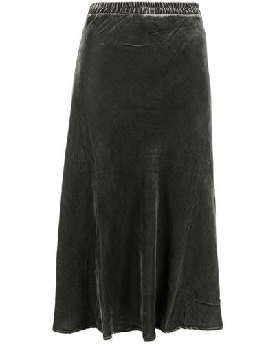 Gold Hawk Velvet Long Skirt - Black