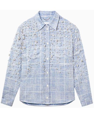 1989 STUDIO Embroidered Flannel Shirt Sky - Blue