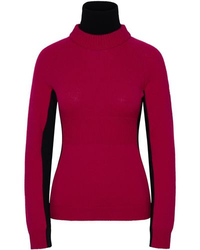 3 MONCLER GRENOBLE Fucsia Wool Blend Turtleneck Sweater - Red