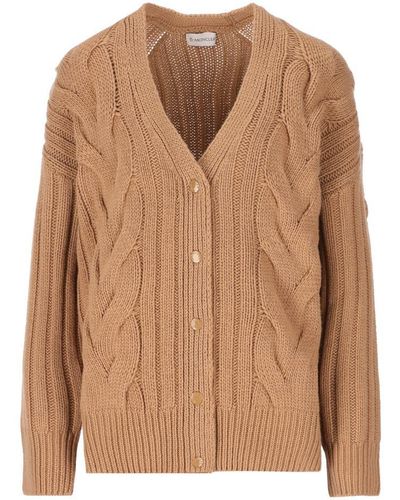 Moncler Cable Knit Cardigan - Brown