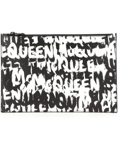 Alexander McQueen 'mcqueen Graffiti' Leather Flat Pouch - Multicolor