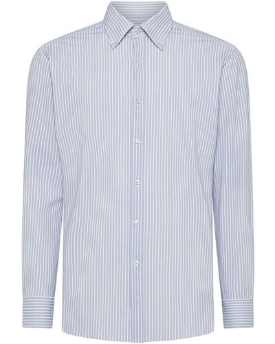 Xacus Striped Pattern Shirt - White