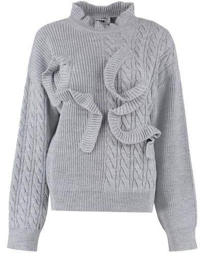 MSGM Frilled Wool-blend Sweater - Gray