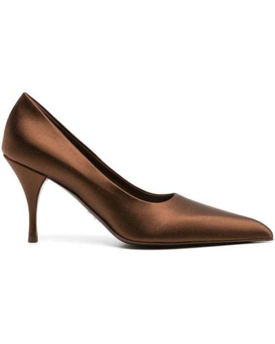 Prada Pointed-Toe Satin Court Shoes - Brown