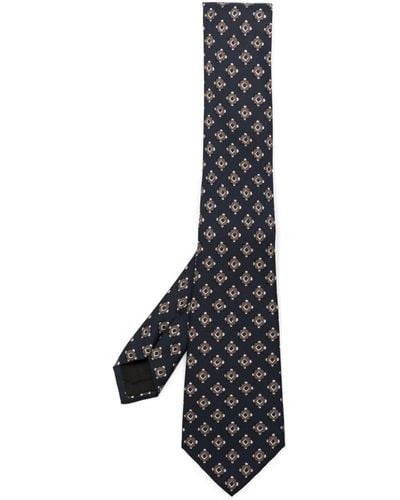 Giorgio Armani Geometric-pattern Silk Tie - Black