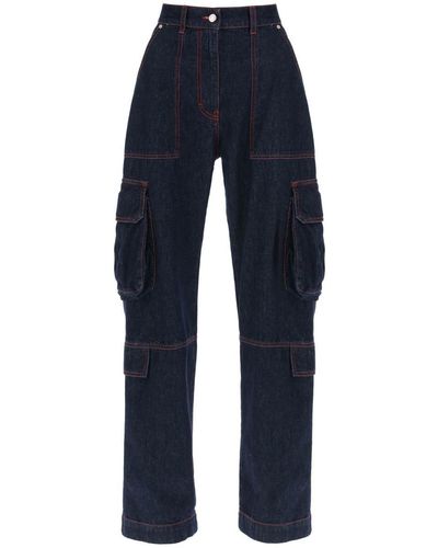 MSGM Cargo Jeans With Flared Cut - Blue