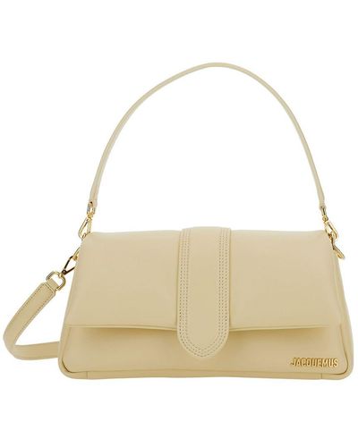 Jacquemus 'le Bambimou' Ivory Shoulder Bag With Magnetic Fastening And Logo Detail In Leather Woman - Natural