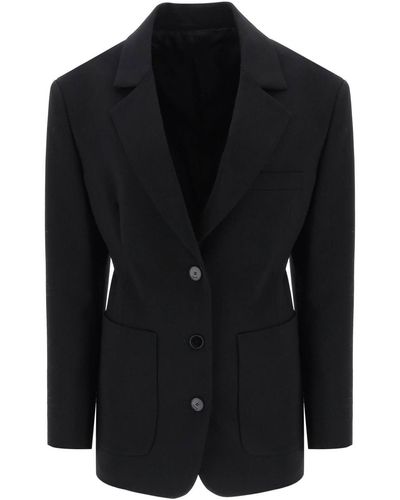 Lanvin Stretch Wool Waisted Blazer - Black