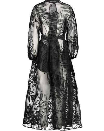 Rochas Opera Coat In Embroidered Organza Clothing - Black