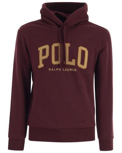 Polo Ralph Lauren Rl Sweatshirt With Hood And Logo - Purple