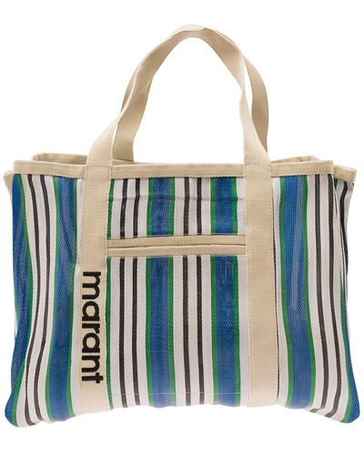 Isabel Marant 'Warden' Tote Bag With Vertical Stripe Motif - Blue
