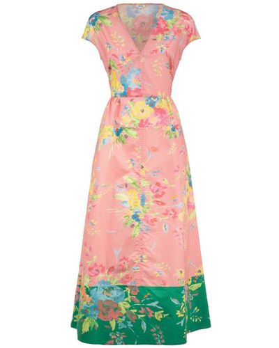 Aspesi Floral Patterned Cotton Long Dress - Pink