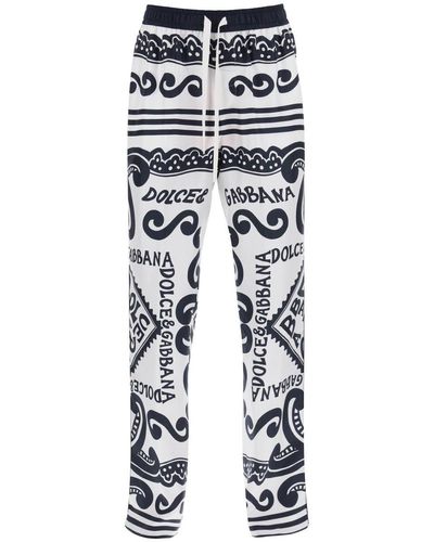 Dolce & Gabbana Pajama Pants With Marina Print - Blue