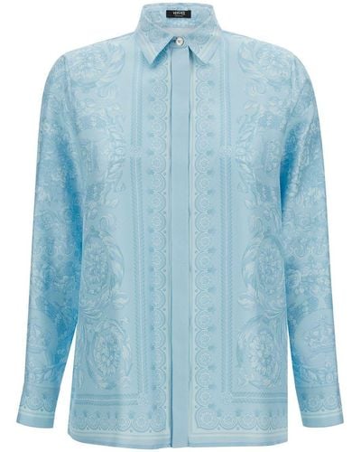 Versace Barocco Print Shirt - Blue