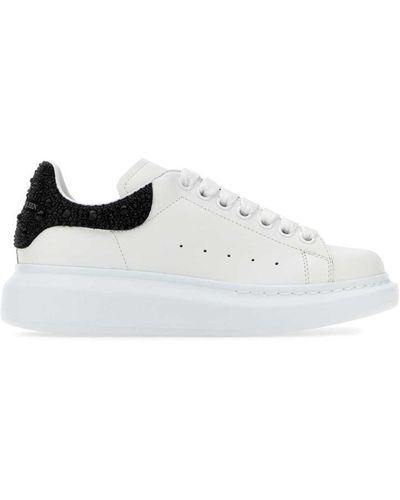 Alexander McQueen Oversize Sneakers With Strass Black Spoiler - White