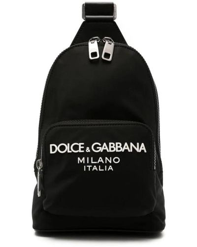 Dolce & Gabbana Logo-appliqué Zipped Backpack - Black