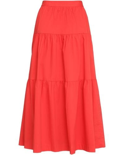 STAUD Sea Cotton Midi Skirt - Red