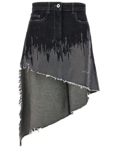 JW Anderson Sequin Asymmetric Denim Skirt Skirts - Gray