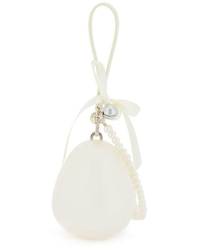 Simone Rocha Mini Micro Egg Bag With Bell Charm - White