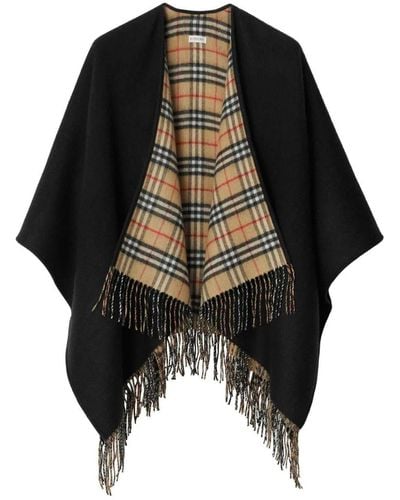 Burberry Check Wool Reversible Cape - Black