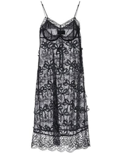 Simone Rocha Embroidered Tulle Slip Dress - Grey