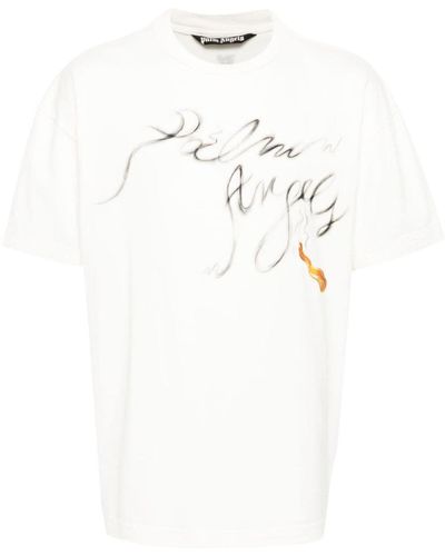 Palm Angels Foggy T-Shirt With Print - White