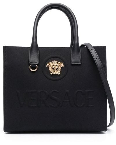 Versace La Medusa Canvas & Leather Tote - Black