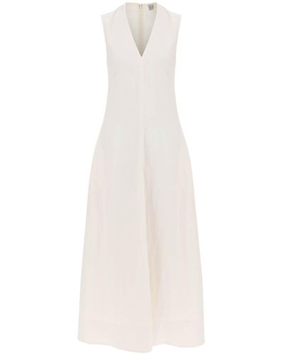 Totême Toteme Maxi Flared Dress With V-Neckline - White