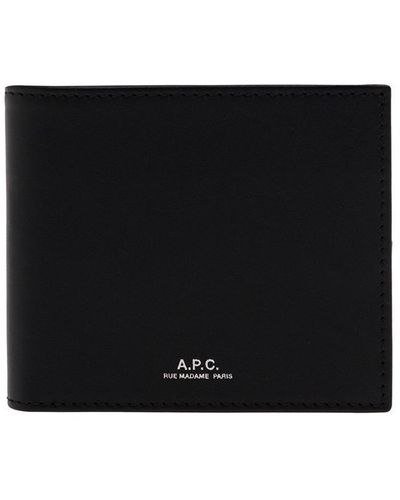 A.P.C. 'Ally' Bi-Fold Wallet With Embossed Logo - Black