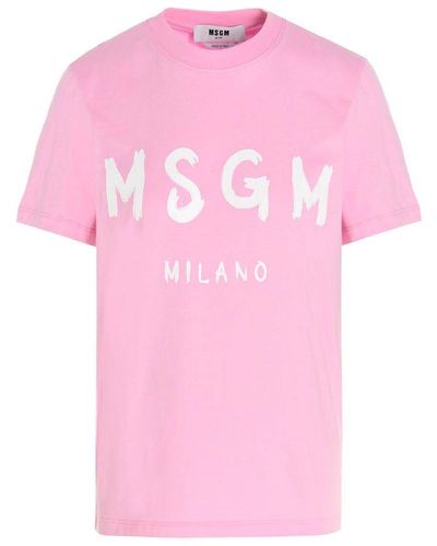 MSGM T-Shirt With Logo - Pink