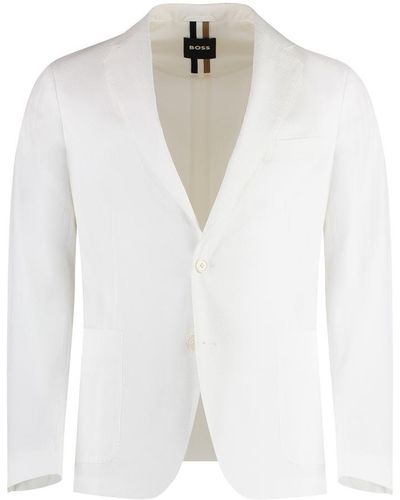 BOSS Single-Breasted Two-Button Jacket - White
