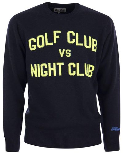 Mc2 Saint Barth Golf Vs Night Club Jumper In Wool And Cashmere Blend - Blue
