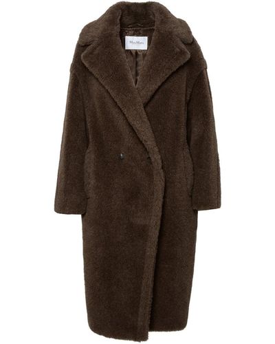 Max Mara 'teddy' Coat In Alpaca And Brown Cachemire