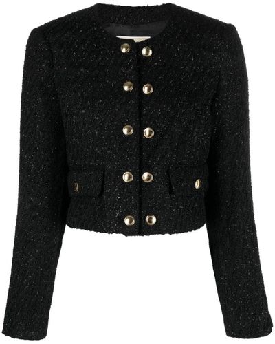 Michael Kors Stripe-pattern Cropped Jacket - Black