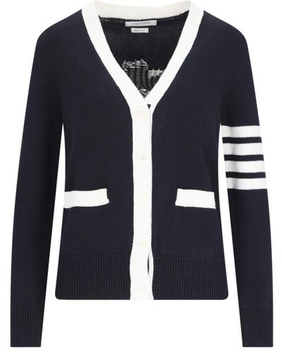 Thom Browne 'floral Intarsia' Cardigan - Blue