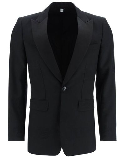 Burberry Tuxedo Jacket With Jacquard Details - Black