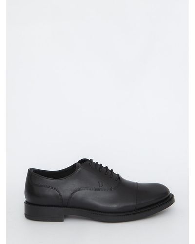 Tod's Lace-ups In Black Leather - White