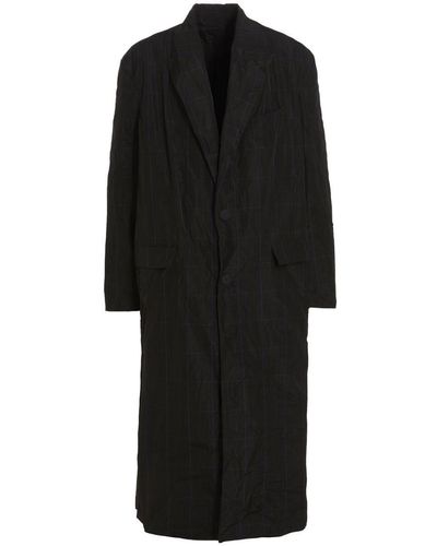 Balenciaga Check Packable Coat Coats, Trench Coats - Black