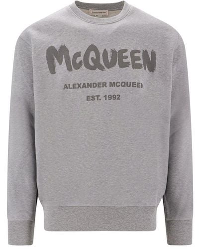 Alexander McQueen Printed Cotton Sweatshirt - Gray