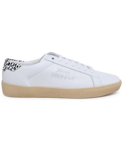 Saint Laurent Court Classic Leopard-print Sl06 Leather Sneakers - White
