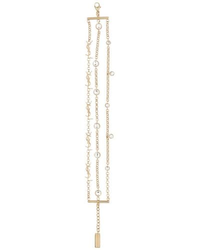 Saint Laurent Cassandre Pendants Chain Bracelet - White