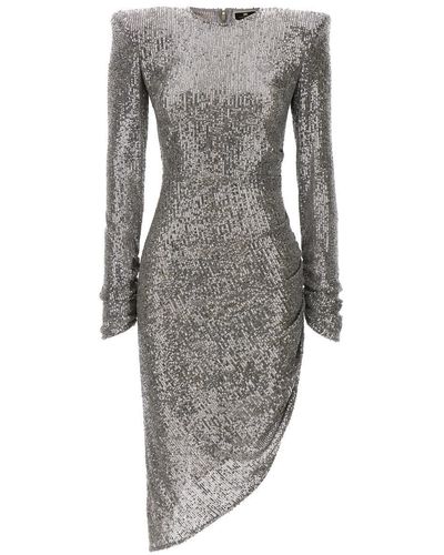 Elisabetta Franchi Sequin Asymmetrical Dress - Gray