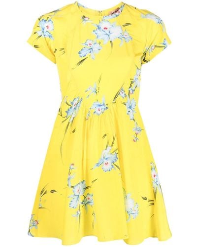 N°21 Floral-print Silk Mini Dress - Yellow