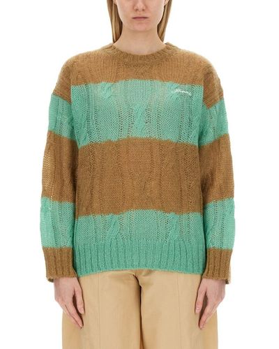Ganni Cable-Knit Sweater - Green
